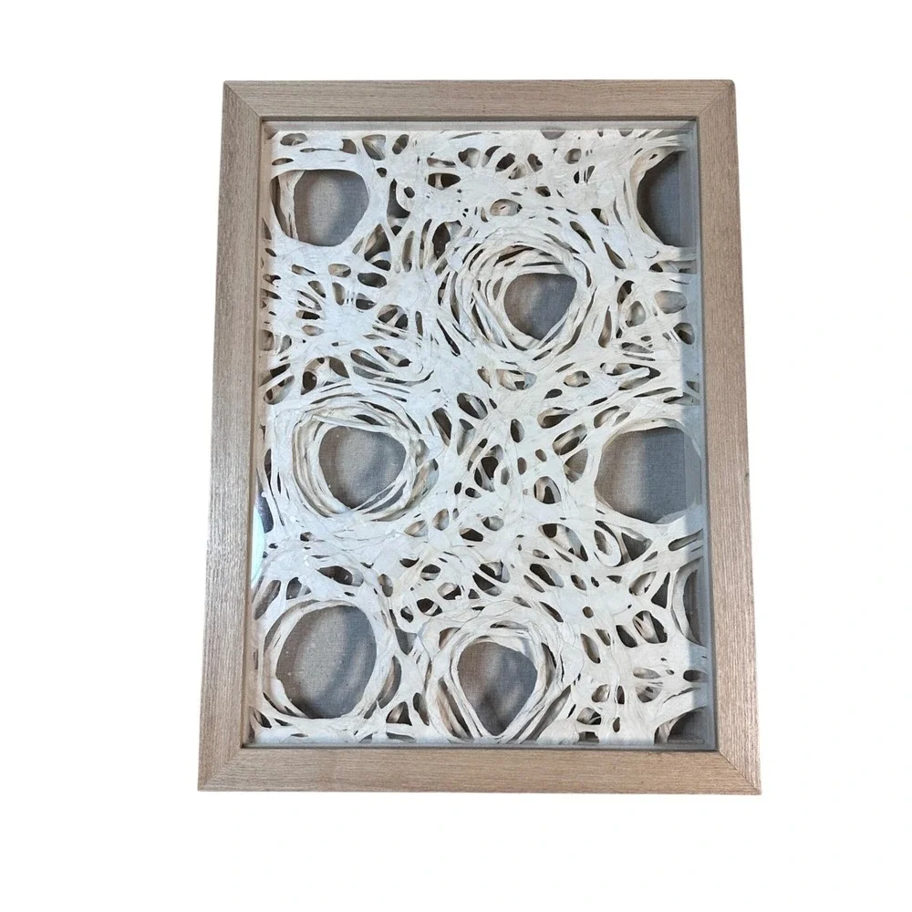 Crate and Barrel Paper Shadow Box 12x16 Framed Artwork Abstract White